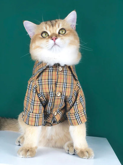 Cat Classical Plaid Polo Shirt for All Seasons