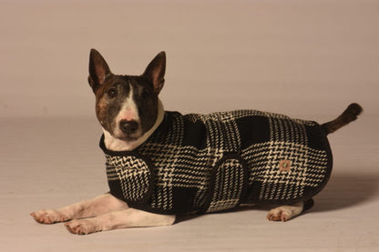 Black and White Plaid Dog Blanket Coat