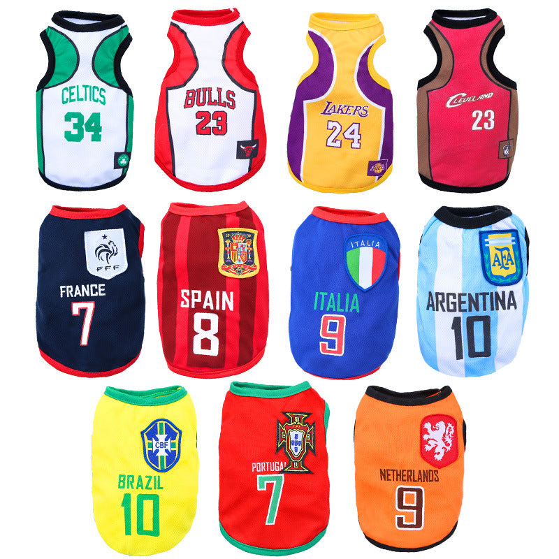 Fashion Mesh Football World Cup National Flag Letter Number Pet Clothing