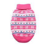 Combed Cotton Snowflake and Hearts Dog Sweater-Pink