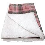 Sherpa-Lined Dog Blanket - Pink & White Plaid