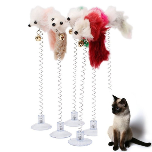 1pc Cat Toy Stick Feather Wand With Bell Mouse Cage Toys Plastic