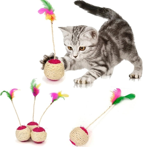 1pc Cat Toy Stick Feather Wand With Bell Mouse Cage Toys Plastic